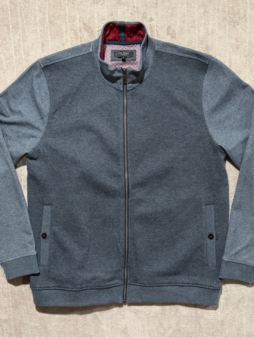 Ted Baker London Bonfyre Gray Full Zip Knit Sweater Size 5 Men’s Size XL Preppy